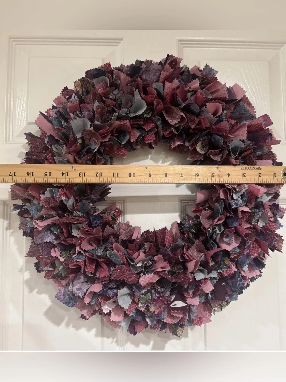 Handmade Fabric Rag Wreath Cottagecore Grandmacore 